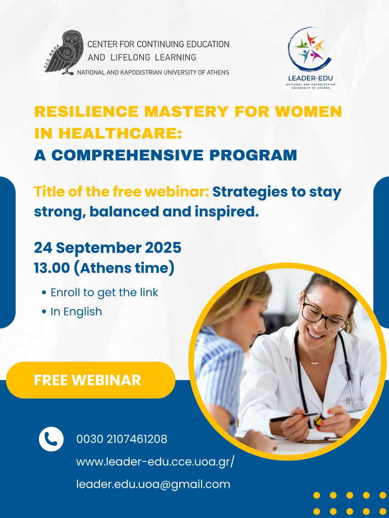 Resilience mastery for women in healthcare. A free webinar: Strategies to stay strong, balanced and inspired